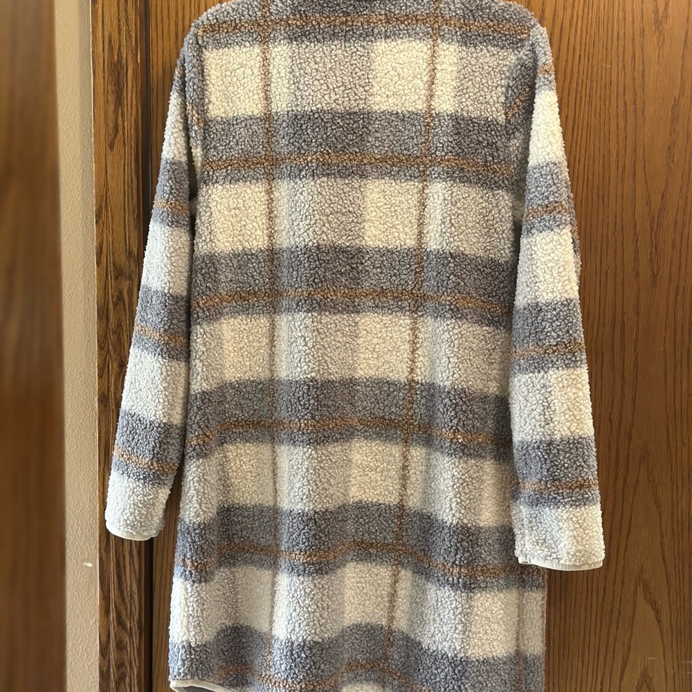 Women's Aspen Sherpa Plaid Coat — Cream & Gray - Picture 3 of 4
